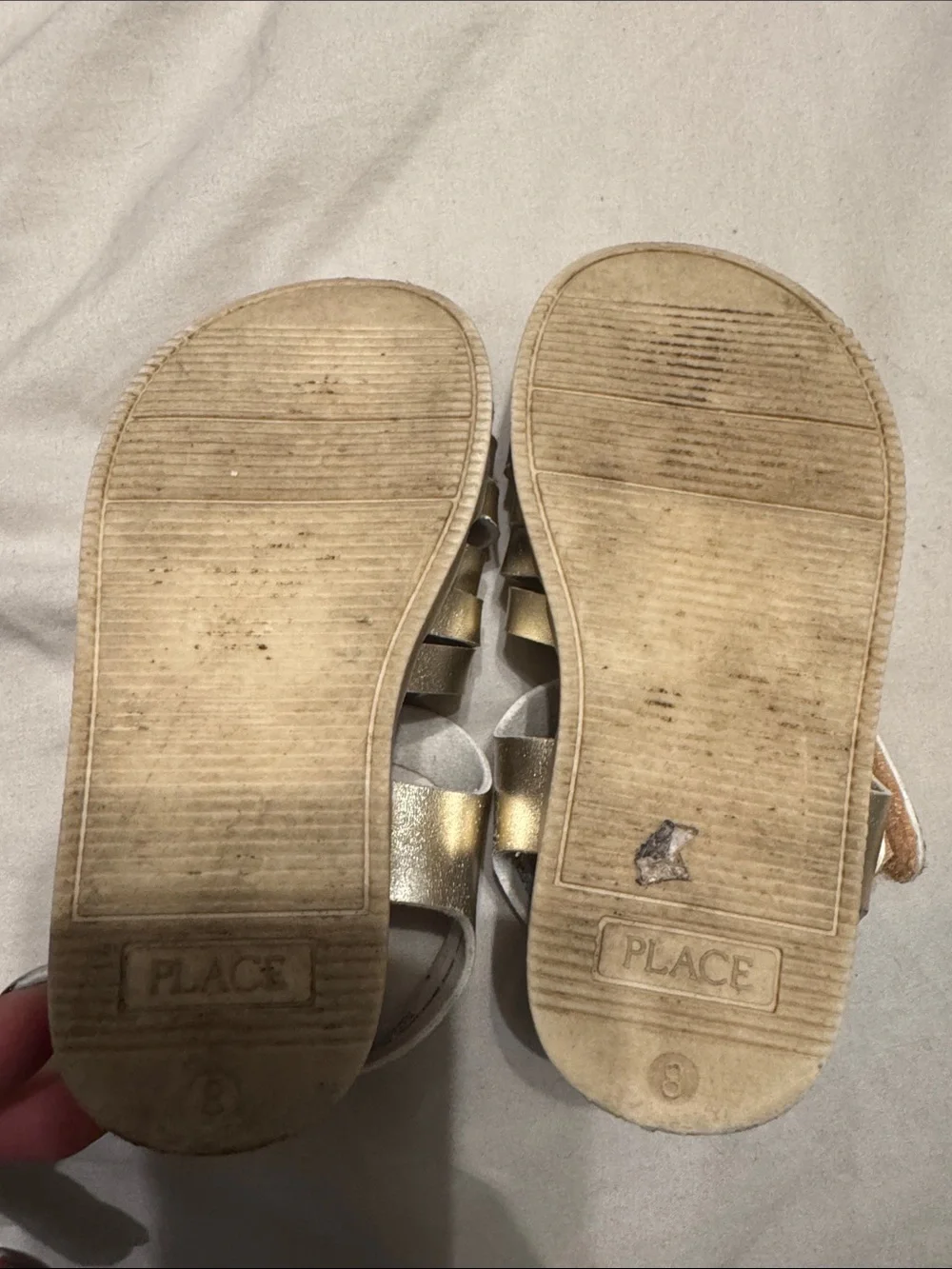 Children’s Place Girls' Metallic Gold Woven Fisherman Sandals